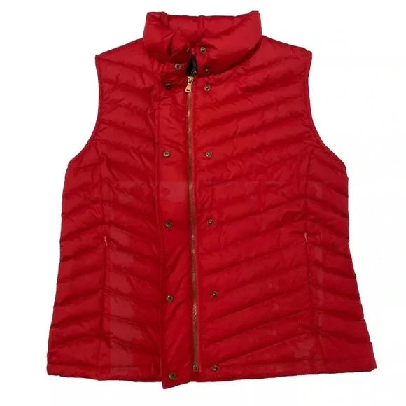 Talbots Duck Down Puffer Vest Zip-Up Women's Size Large In Red - Picture 2 of 5